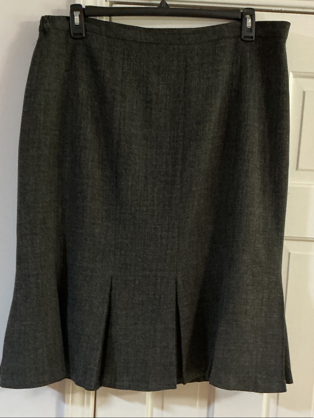 Kasper Charcoal A-Line Skirt with Flared Pleat Hem
